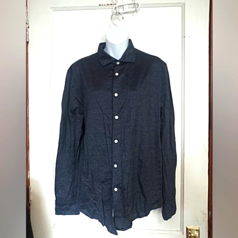 🛍️ BUNDLE ONLY 🛍️ MURANO MENS DARK BLUE SLIM FIT SHIRT - Picture 1 of 8